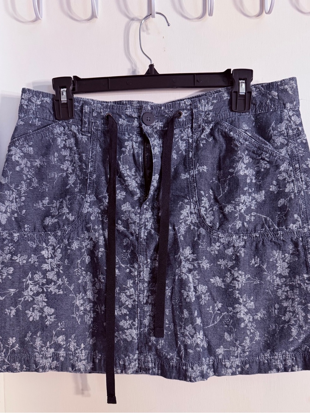 White Stag Floral Print Denim Mini Skort - Blue & White